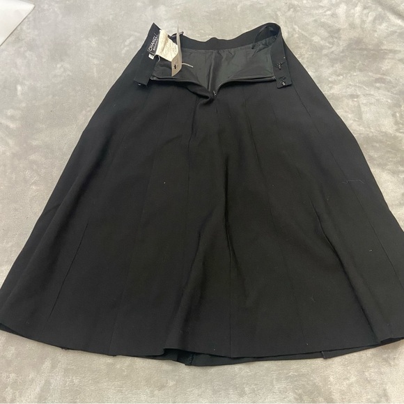 New! Chanel Black Wool A-Line Pleated Fully-Lined Midi Skirt NWT 4442 - Picture 11 of 12